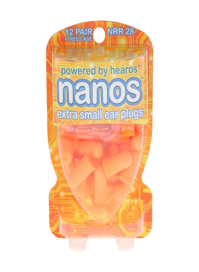Hearos Nanos Extra Small Ear Plugs, NRR 28, 12 Pair, Orange (5890) - Image 1